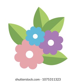 beautiful flowers with leafs decorative