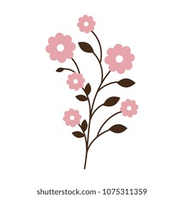 beautiful flowers with leafs decorative