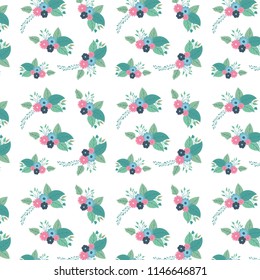 beautiful flowers and leafs decorative pattern