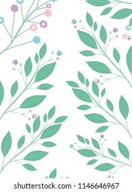 beautiful flowers and leafs decorative pattern