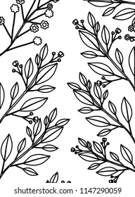 beautiful flowers and leafs decorative pattern