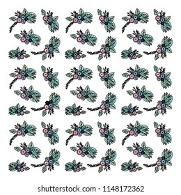 beautiful flowers and leafs decorative pattern
