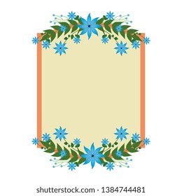 beautiful flowers with leafs elegant frame