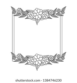 beautiful flowers with leafs elegant frame