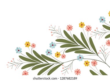 beautiful flowers with leafs isolated icon