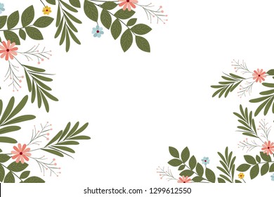 beautiful flowers with leafs isolated icon