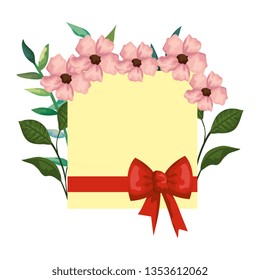 beautiful flowers and leafs square frame