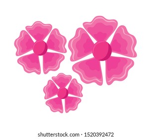 beautiful flowers with leafs white background