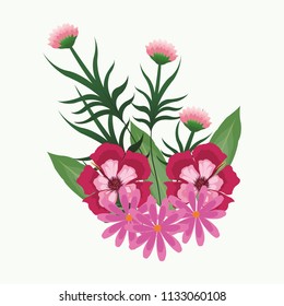 Beautiful flowers with leaves
