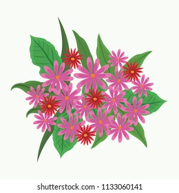 Beautiful flowers with leaves