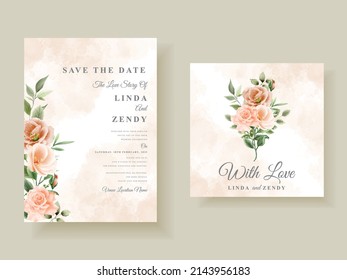 Beautiful flowers and leaves wedding invitation card template
