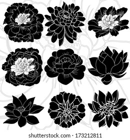 Hermosas flores de diseño de materiales