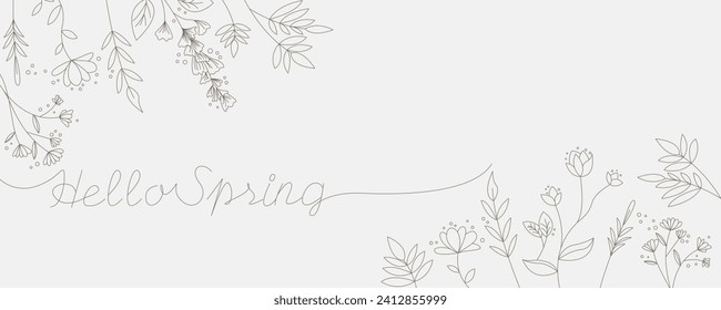 beautiful flowers and natural elements decoration spring illustration. natural graphic decoration with spring message. Vector illustration.