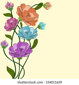 Schöne Blumen auf abstraktem Hintergrund. 