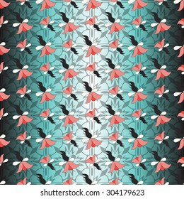 beautiful flowers on background illuminated vector illustration