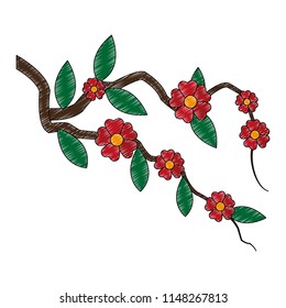 Beautiful flowers on branch scribble