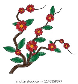 Beautiful flowers on branch scribble
