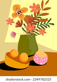 Hermosas Flores en macetas, vases dibujados a mano ilustración vectorial.