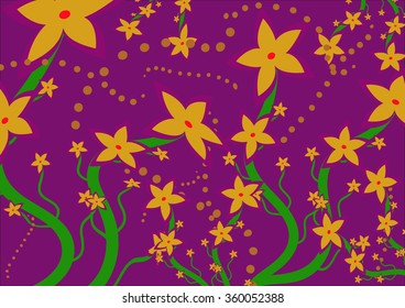 Beautiful flowers on the purple background.Pattern with flowers