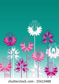 Beautiful flowers on turquoise background