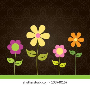 beautiful flowers over black background vector illustration