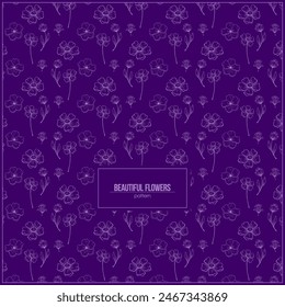 beautiful flowers pattern with cute monochrome purple dominant color