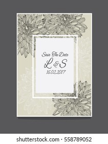 beautiful flowers pattern linear with the inscription wedding invitation