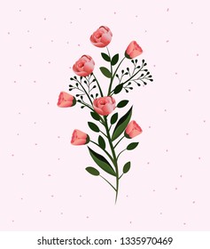 beautiful flowers plants with nature leaves