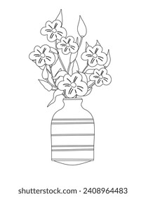Beautiful Flowers Pot Coloring Page