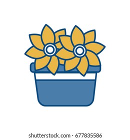 beautiful flowers in a pot icon
