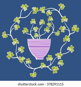Beautiful Flowers In Pot. Vector Illustration.