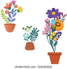 beautiful flowers in pots. eps file illustrator