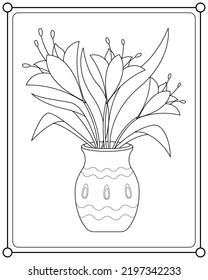 Beautiful flowers in pots suitable for coloring book vector illustration