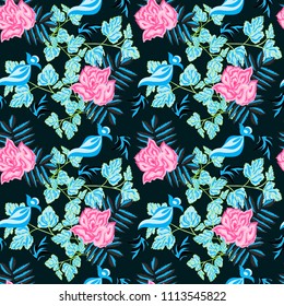 beautiful flowers seamless color pattern vector illustration for your design