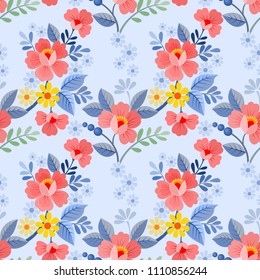 Beautiful flowers seamless pattern background texture for fabric textile.