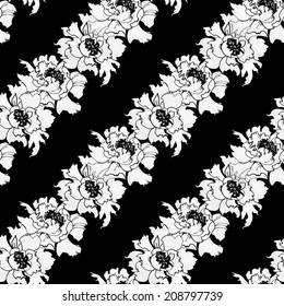 Beautiful flowers seamless pattern on black background vector illustration