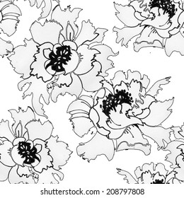 Flores hermosas sin fisuras en ilustración vectorial de fondo blanco