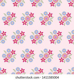 Beautiful flowers seamless pattern. Summer vector background. Vector EPS10