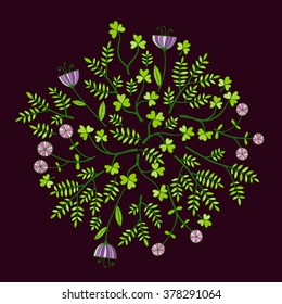 Beautiful Flowers set. Vector Illustration.