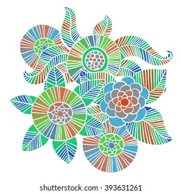 Beautiful Flowers set. Vector Illustration.
