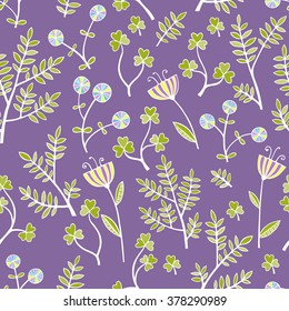 Beautiful Flowers set, Vector seamless pattern.