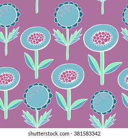 Beautiful Flowers set, Vector seamless pattern.