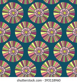 Beautiful Flowers set, Vector seamless pattern.