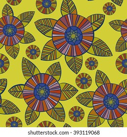 Beautiful Flowers set, Vector seamless pattern.