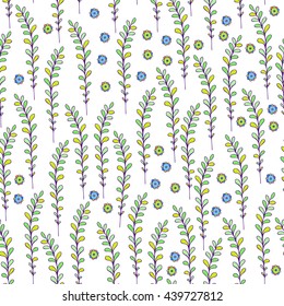 Beautiful Flowers set, Vector seamless pattern.

