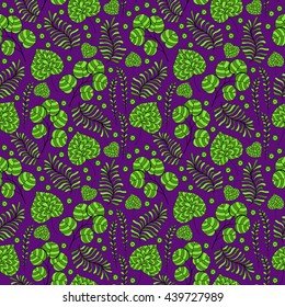 Beautiful Flowers set, Vector seamless pattern.
