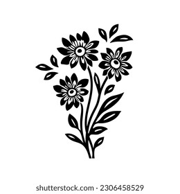 Beautiful flowers silhouettes. Flowers stencil wall art.