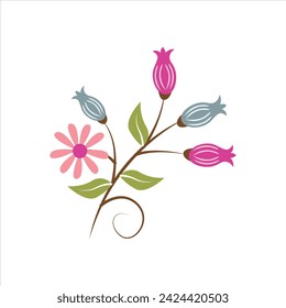 beautiful flowers simple flat vector