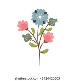 beautiful flowers simple flat vector