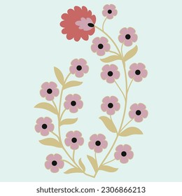 Beautiful flowers from Suzani carpet - a traditional home interior element in Uzbekistan. Textile industry product. Using now for creating ethnic style interiors. 